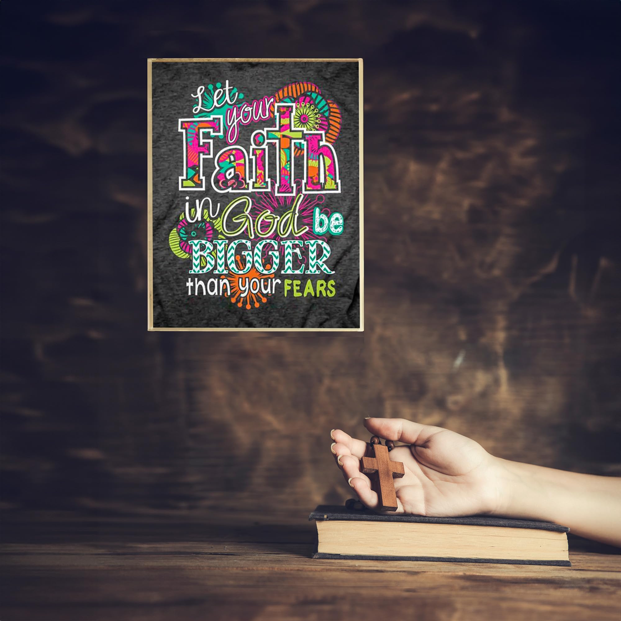 Inspirational Wall Art Print 'Faith in God is Bigger Than Fears' - 8x10