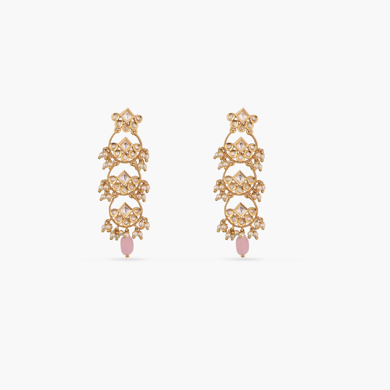 Exquisite Linita Three Layer Kundan Earrings for Women - Handmade Indian Jewelry for Parties, Weddings & Special Occasions