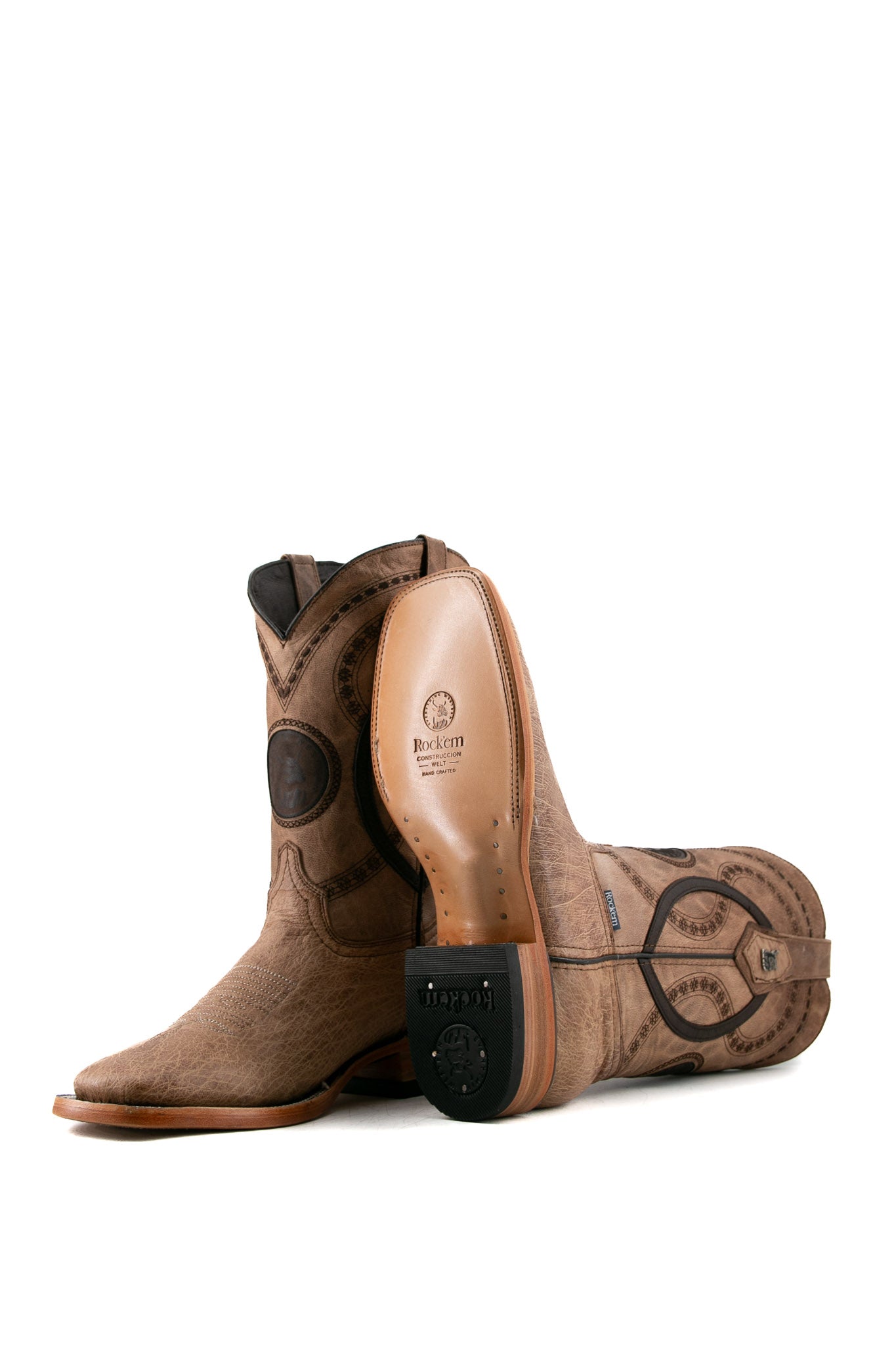 Premium Smooth Ostrich Leather Square Toe Cowboy Boots for Men - Western Style Riding Boots with Exotic Skin - Perfect for Rodeo, Country Music Festivals & Western Fashion