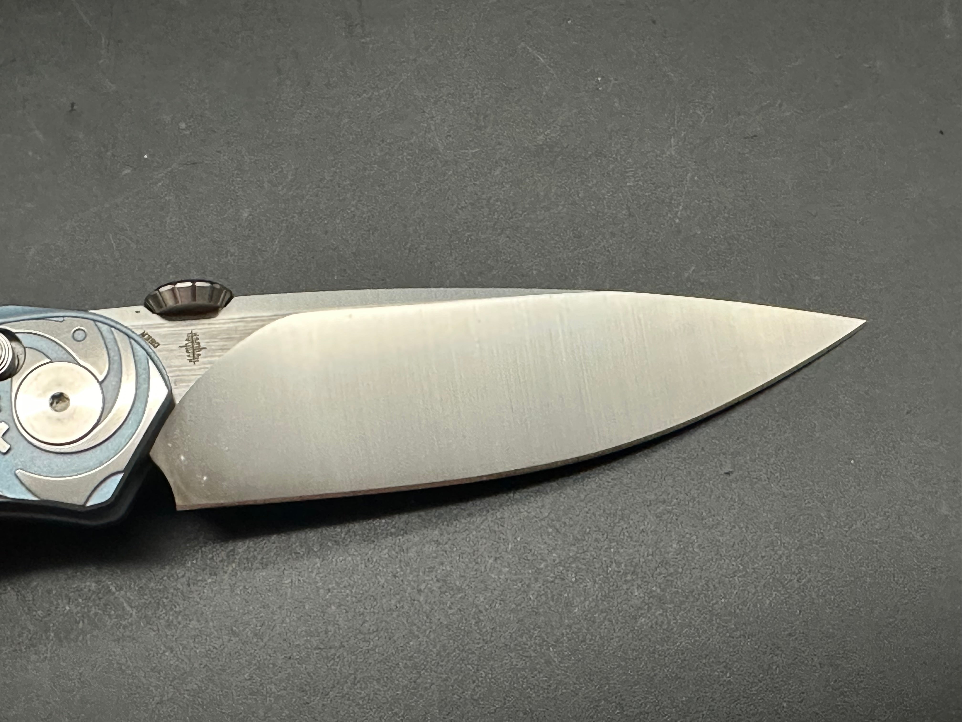 Bestech Mothus Folding Knife - Blue Titanium Handle, M390 Steel Plain Edge, Satin Finish BT2206A | EDC, Outdoor Camping, Hunting & Survival Gear