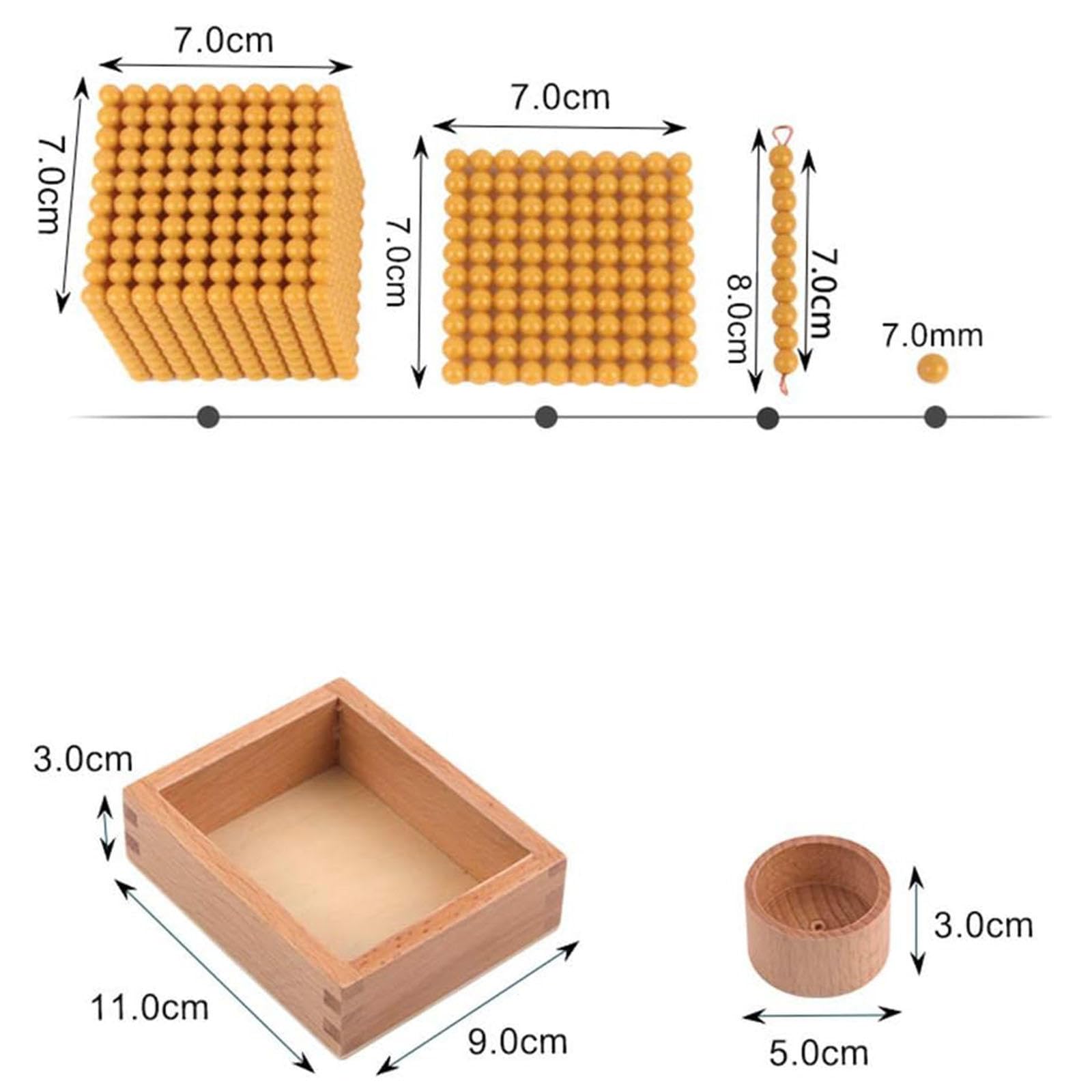 Montessori Golden Beads Math Learning Set - Wooden Decimal Bank with Study Mat - Elementary Math Manipulatives for Kids Ages 3-8 - Perfect for Homeschool, Classroom & Early Childhood Education