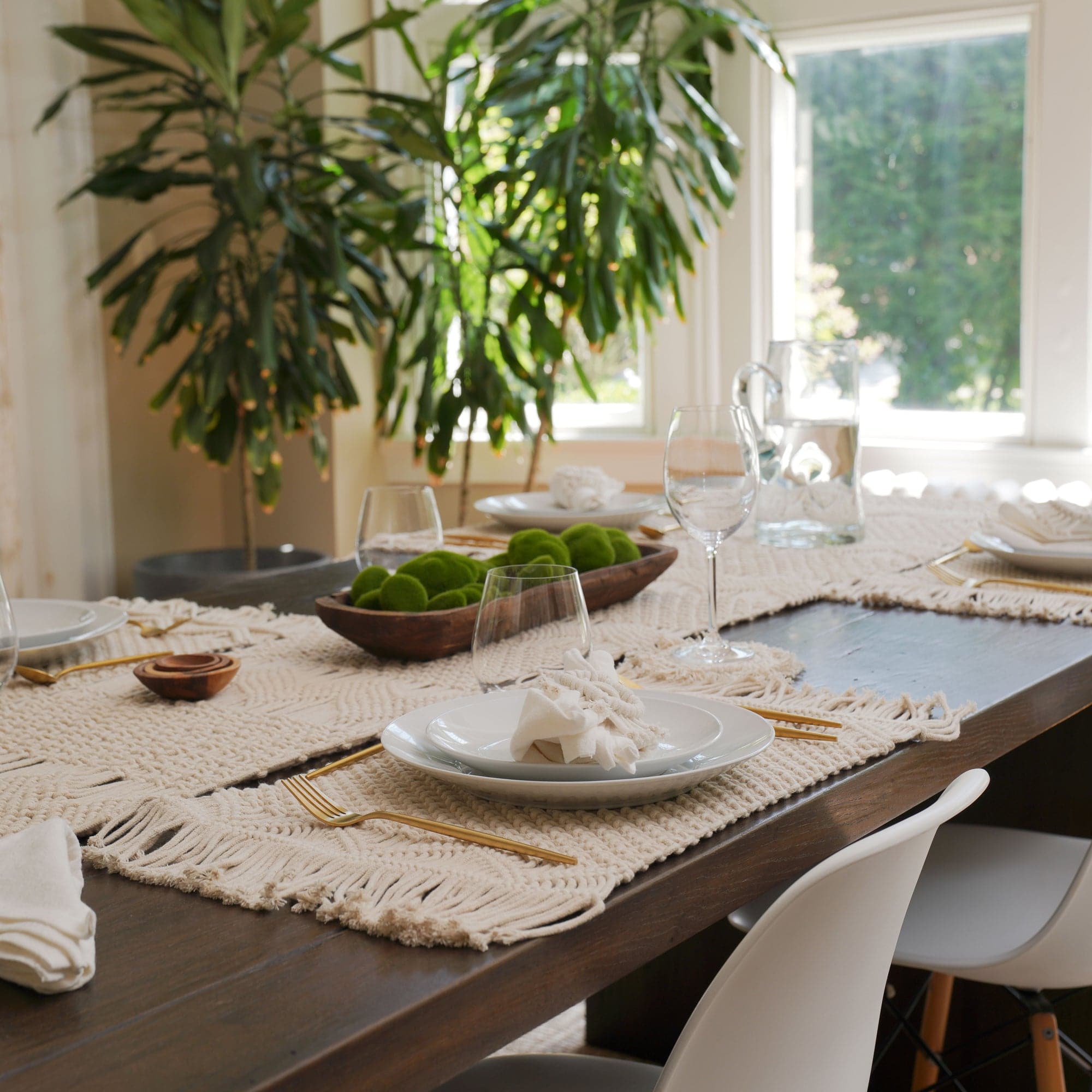 Boho Macrame Placemats Set of 2 - Handwoven Cotton Table Mats for Dining, Kitchen, Patio - Waterproof & Durable Indoor/Outdoor Decor for Home, Party, Wedding