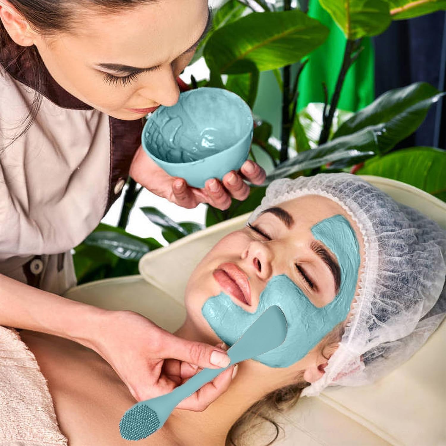 2-in-1 Silicone Facial Cleansing Brush & Exfoliator - Gentle Face Scrubber for Blackhead Removal, Makeup Cleansing & Skin Massage | Perfect for Mud Masks, Clay Treatments & DIY Skincare Routines | Ideal for Daily Cleansing & Spa-Like Home Facial Care