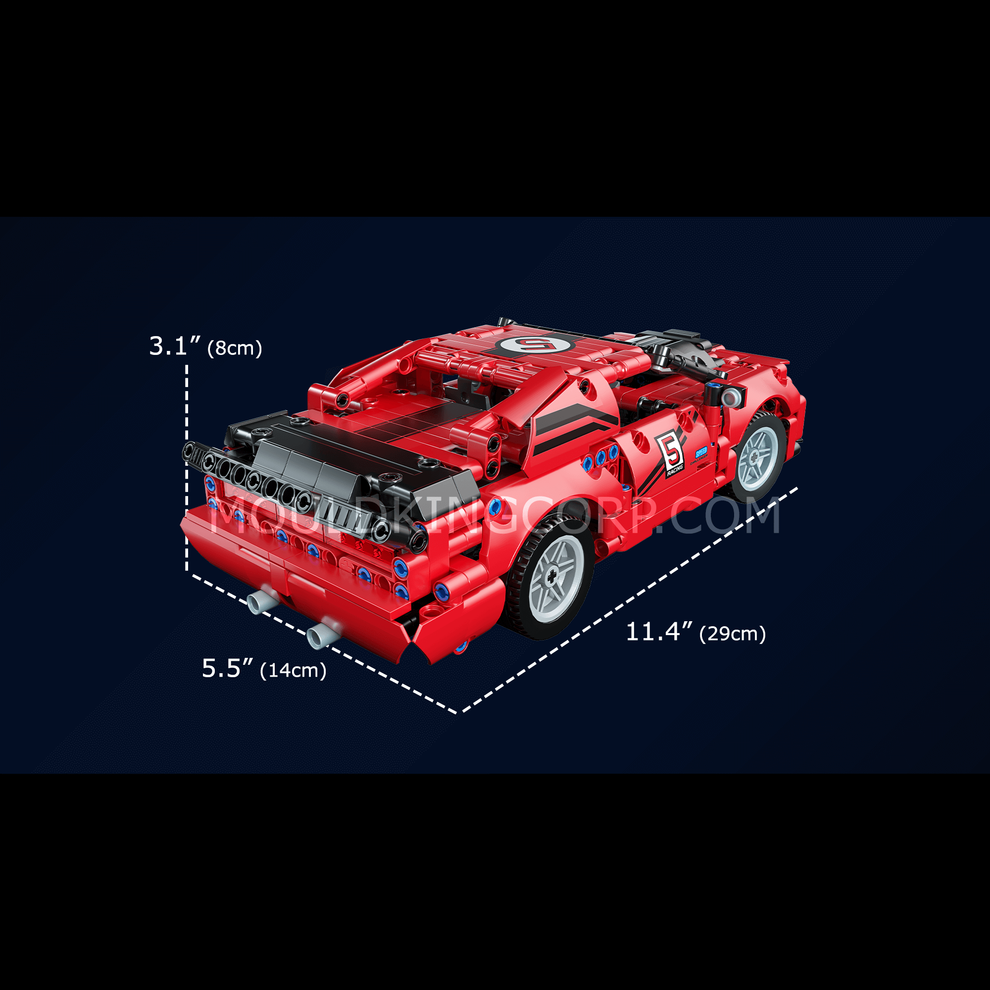 Mould King 15017 Challenger Remote Control Car Building Kit - 733 Piece STEM Toy for Kids & Adults | DIY RC Car Model for Birthday Gifts & Indoor Racing Fun