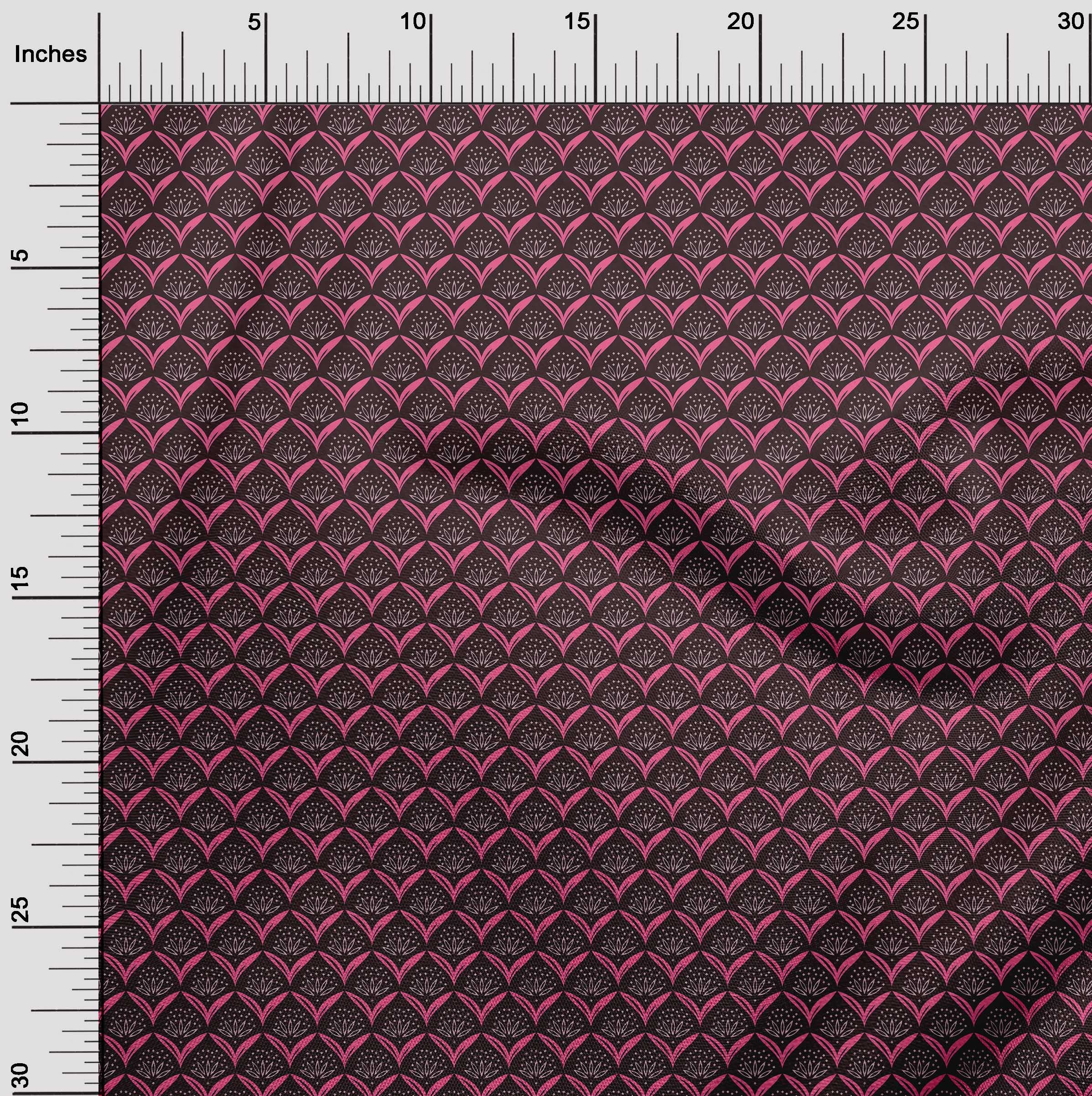 oneOone Polyester Spandex Fuschia Pink Floral Geometric Print Fabric by The Yard - 56 Inch Wide Dress Material for DIY Fashion, Home Decor & Craft Projects