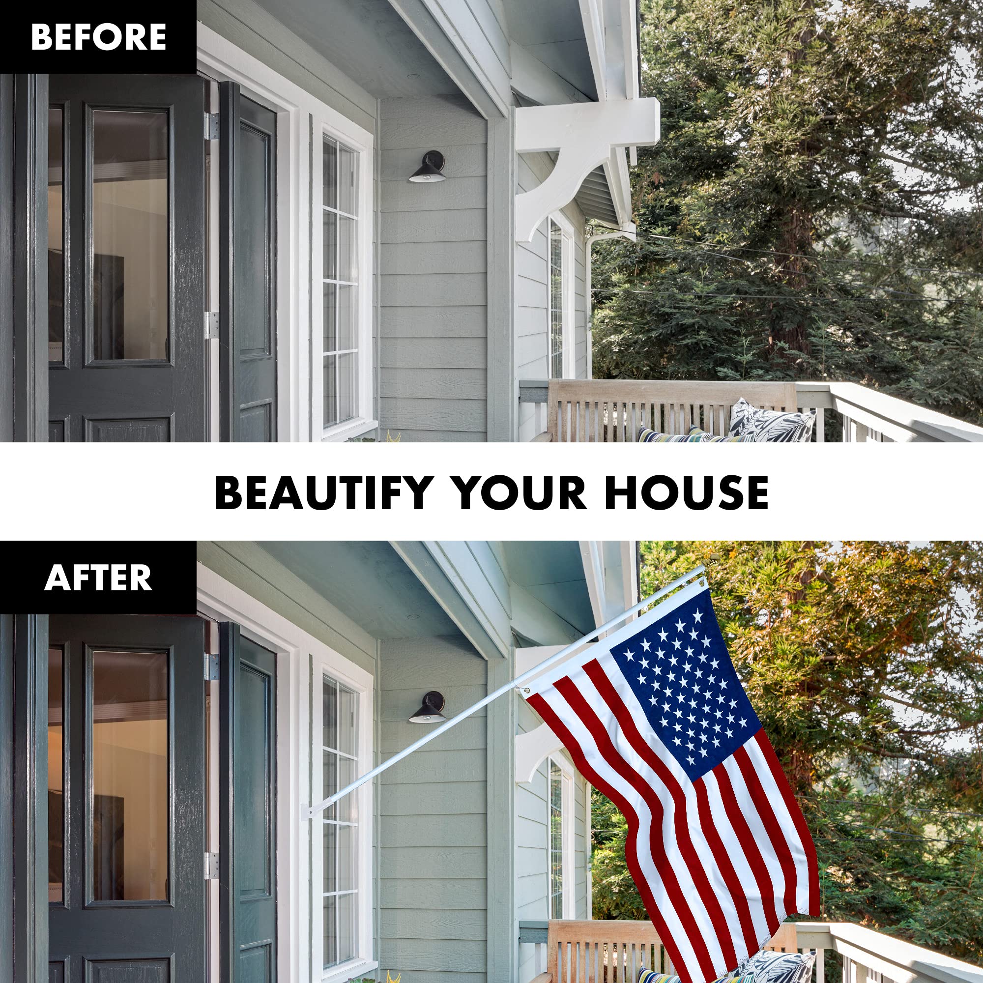 5FT Spinning Flagpole with 2.5x4FT American Flag - White Aluminum Pole with Brass Grommets, Durable Spun Polyester - Perfect for Home, Garden, and Patriotic Events