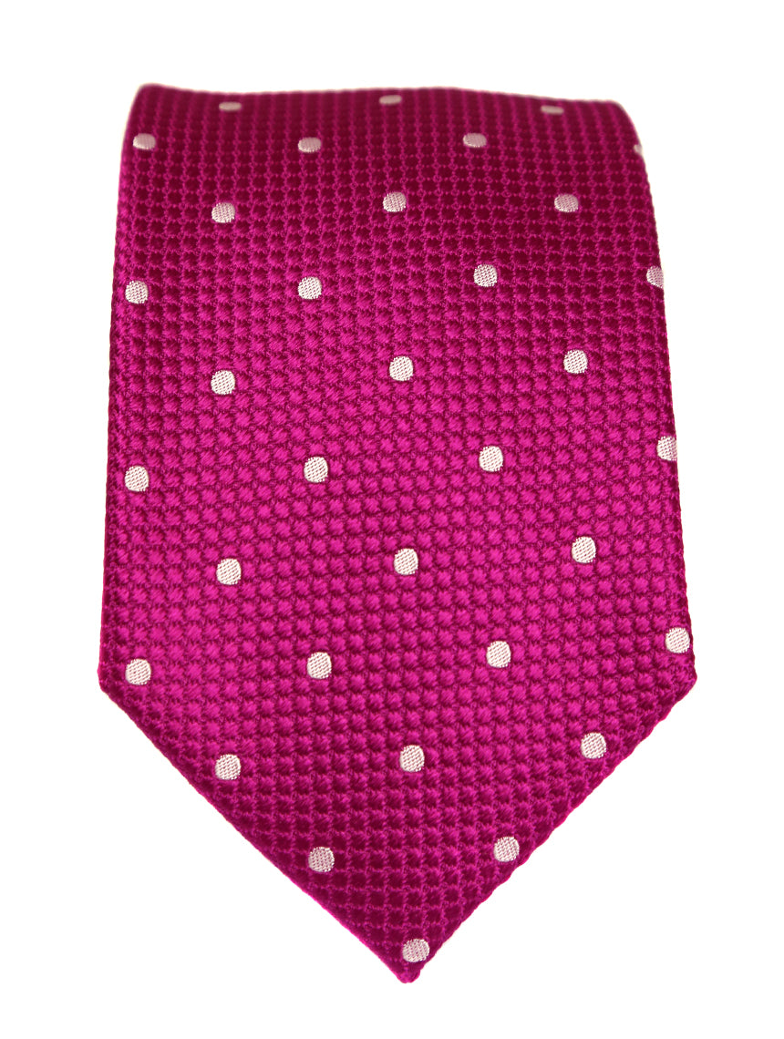 DÉCLIC Classic Spot Tie in Fuschia/White - Stylish Necktie for Men, Perfect for Weddings, Business Meetings & Formal Events