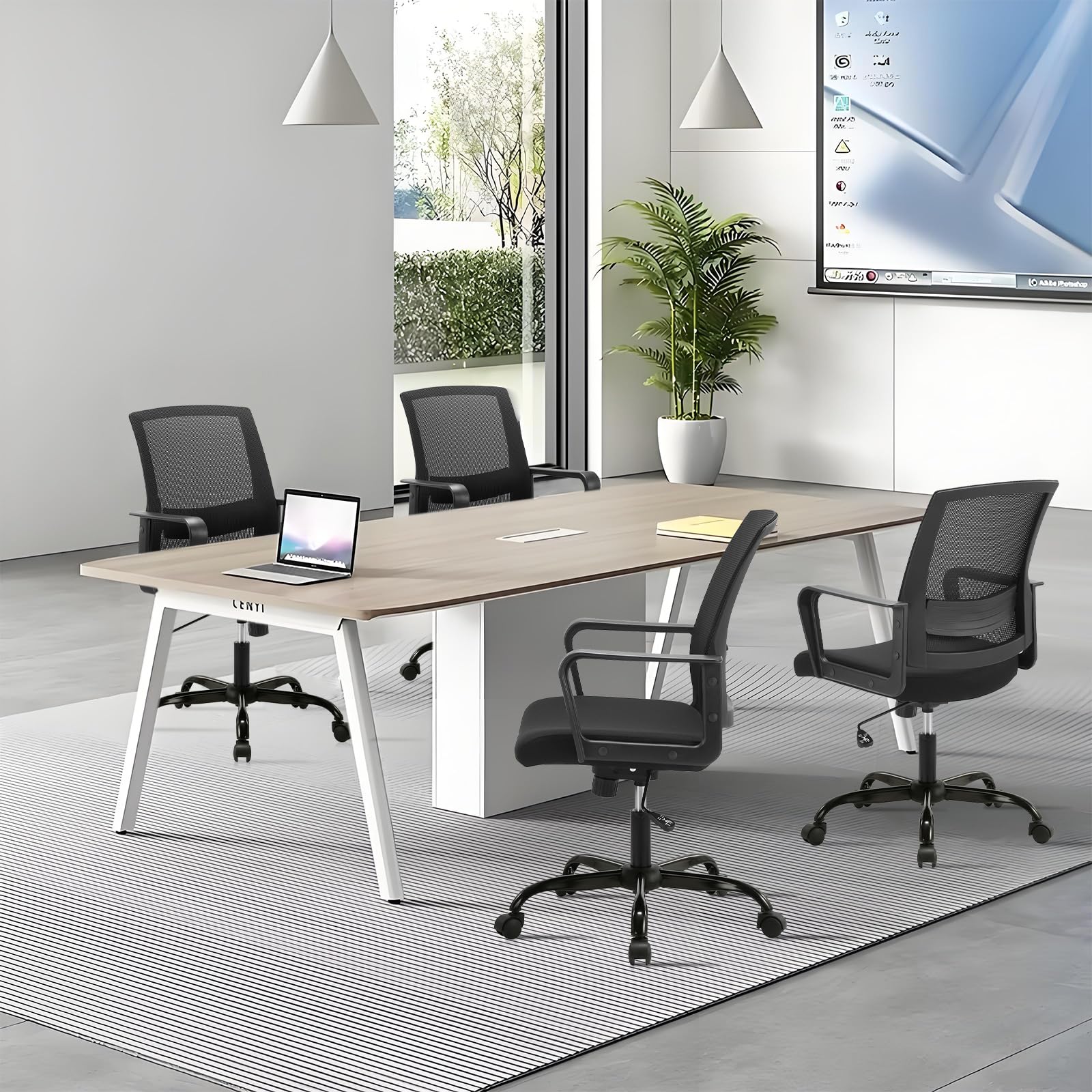 CLATINA Ergonomic Office Chair - Mid Back Mesh Computer Desk Chair with Adjustable Height & Lumbar Support, Rolling Swivel for Home Office, Black - Perfect for Long Work Hours & Gaming Sessions