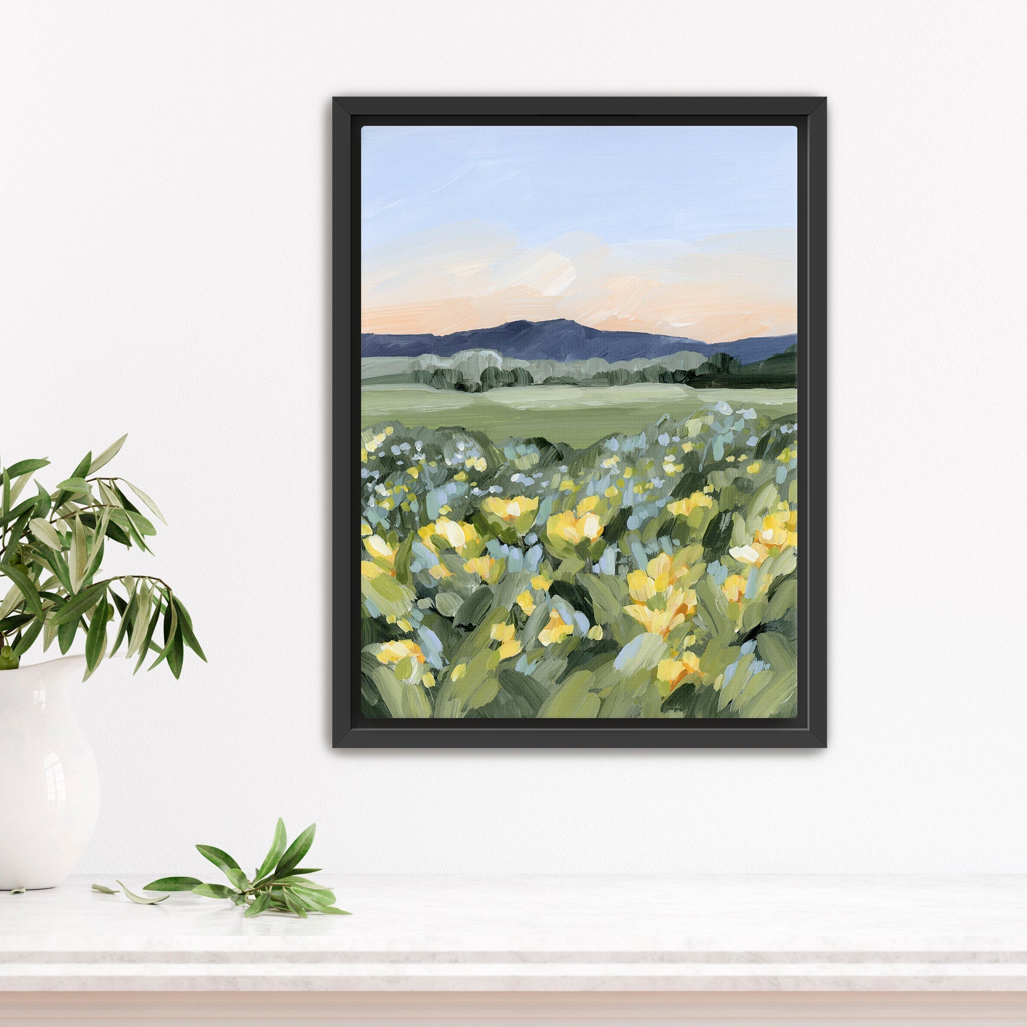 Yellow Fields Art Print - Vibrant Landscape Wall Decor for Living Room, Bedroom & Office | Modern Farmhouse Aesthetic