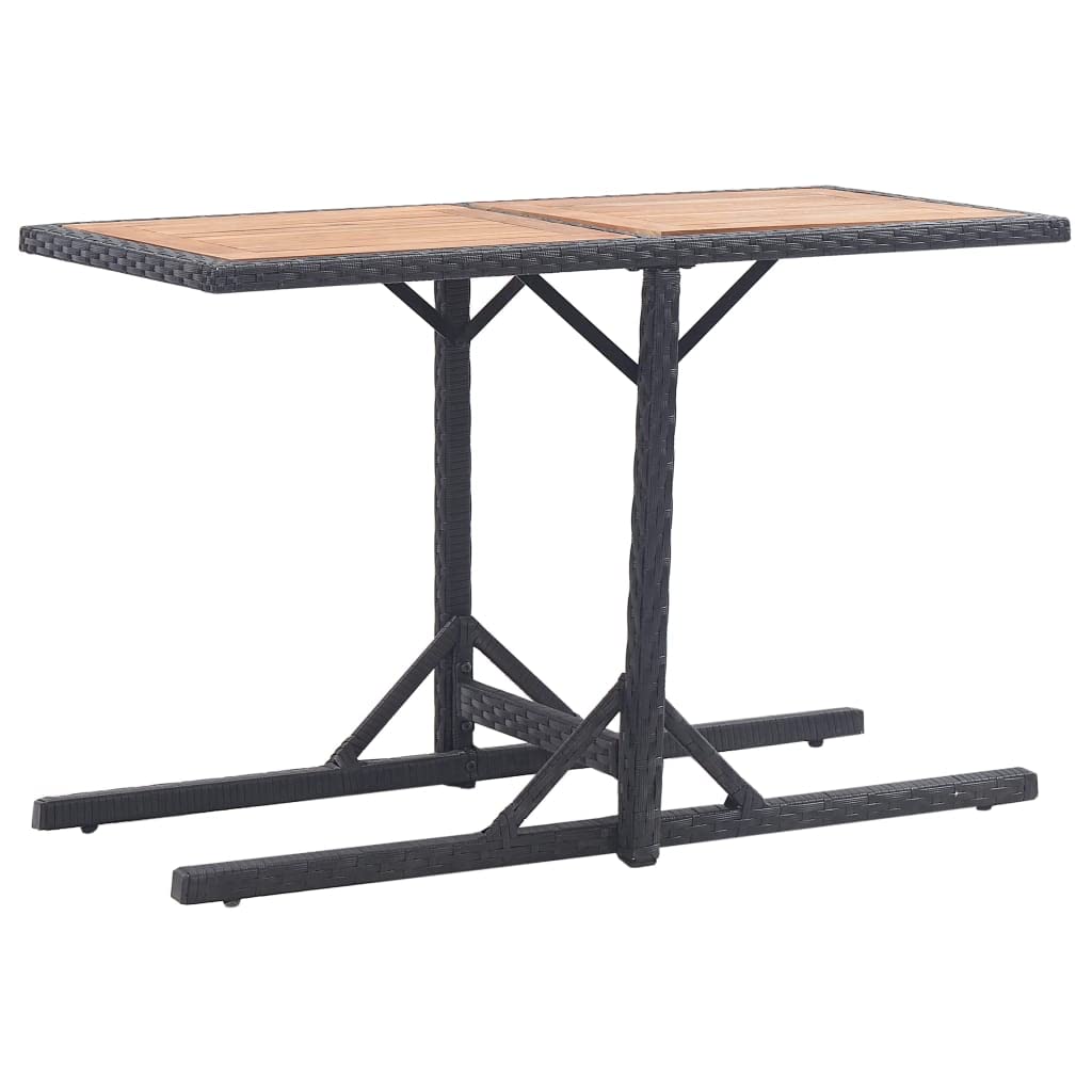 Outdoor Side Table - Acacia Wood & Poly Rattan End Table for Backyard, Patio, Dining - Durable Black Outdoor Furniture for Garden, Poolside, and Deck Use