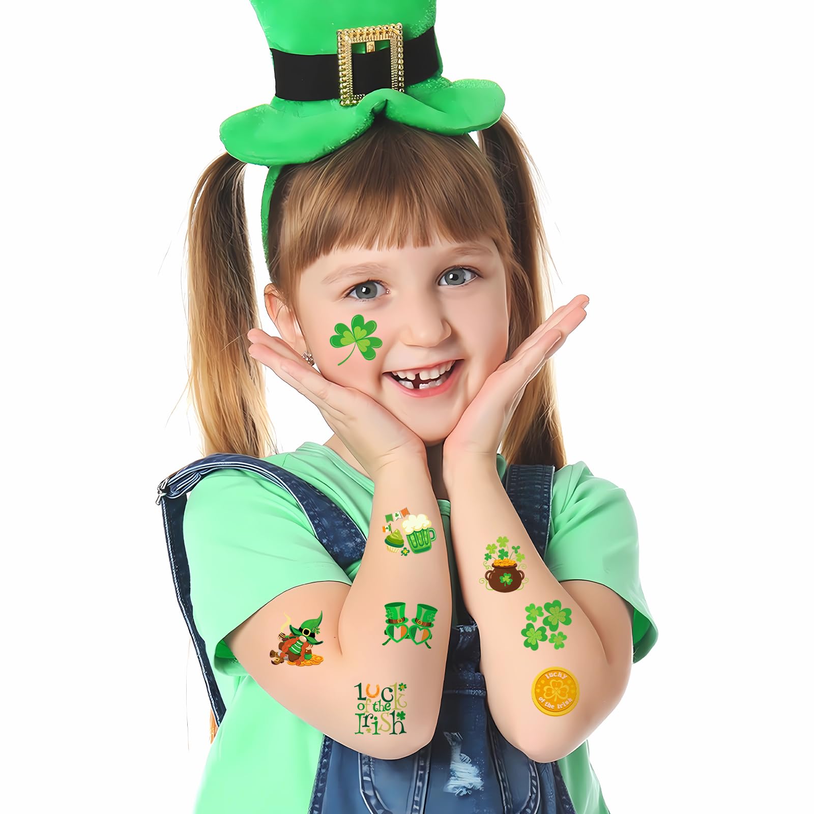 96Pcs St Patricks Day Temporary Tattoos - Lucky Shamrock & Irish Symbols for Kids & Adults | St Patricks Day Party Supplies, Face Makeup Accessories | Perfect for Festivals, Parades & Themed Events
