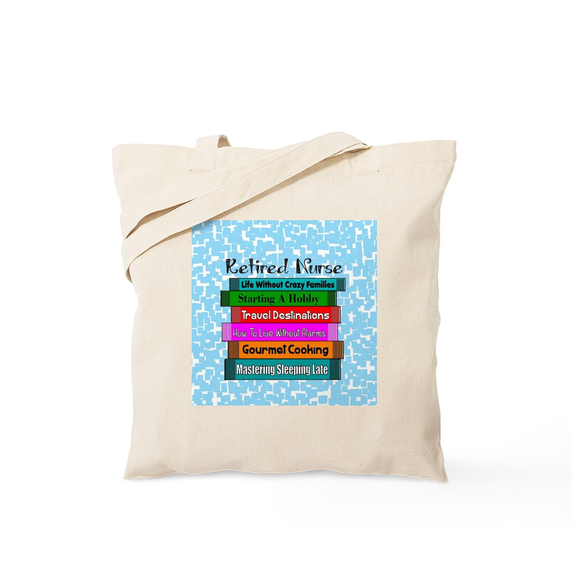 Retired Nurse Books Tote Bag - Natural Canvas Reusable Shopping Bag for Nurses & Book Lovers - Perfect for Work, Groceries & Library Visits