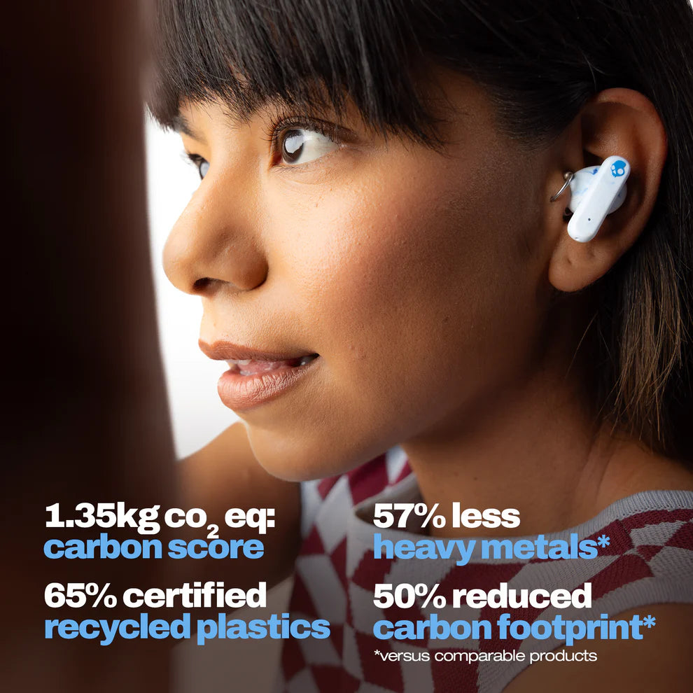 Skullcandy Ecobuds True Wireless Earbuds - Bluetooth 5.0, 24H Battery, IPX4 Waterproof for Running, Gym & Outdoor Activities