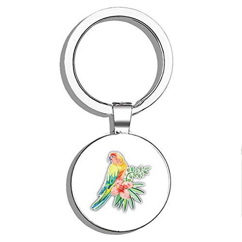 Double Sided Stainless Steel Parrot Watercolor Keychain - Durable Key Ring Holder & Car Key Finder for Easy Identification (Perfect for Travel, Gifts & Everyday Use)