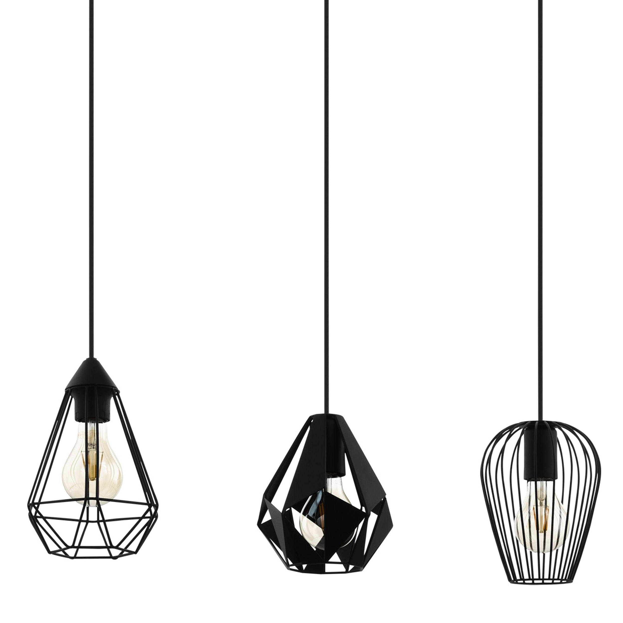 Eglo Distaff 3-Light Geometric Modern Ceiling Pendant Light Fixture - Perfect for Kitchen Island, Dining Room, and Living Room Lighting
