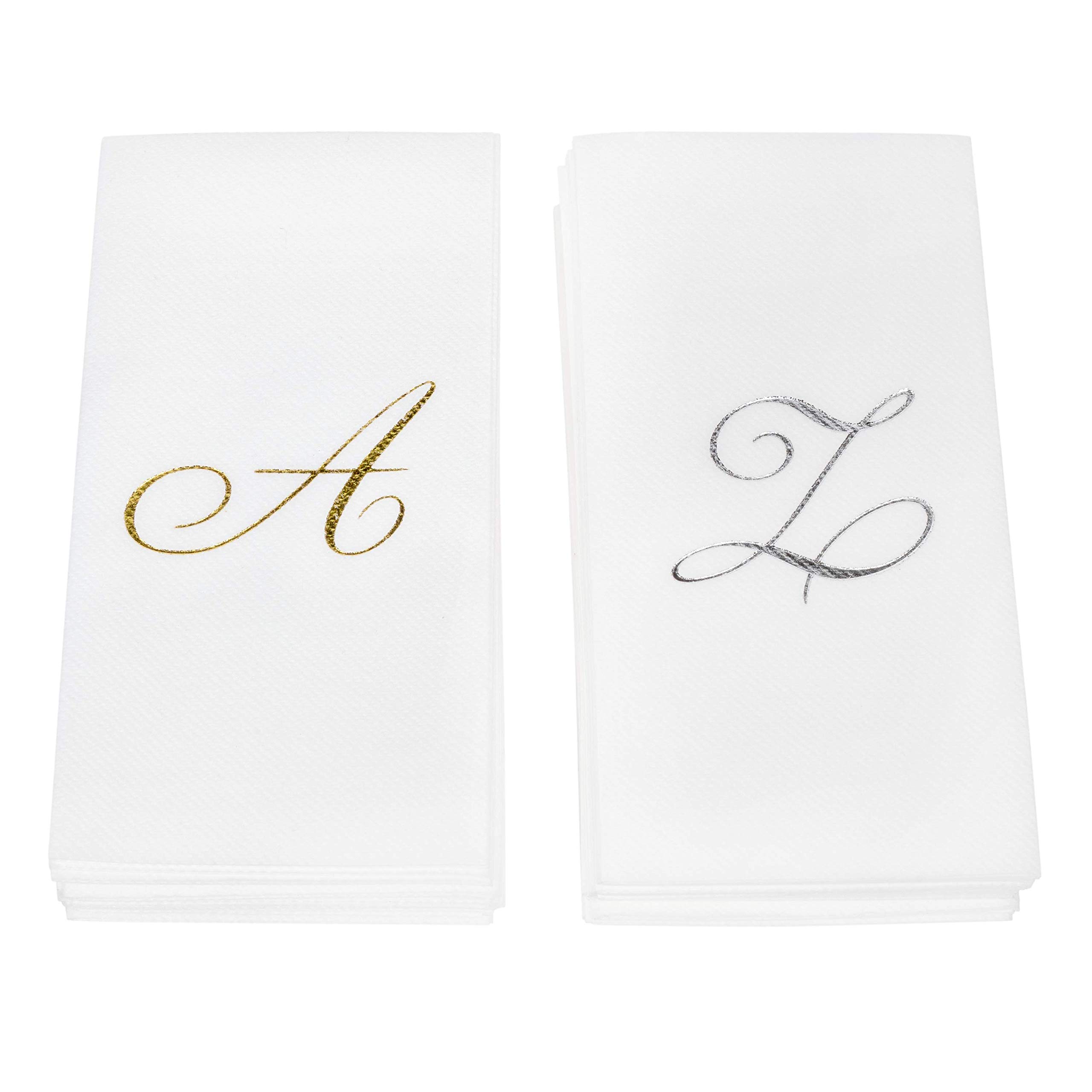 Premium Disposable Hand Towels for Bathroom - Monogrammed Guest Towels in Gold (Letter F) - Luxury Paper Napkins for Weddings, Parties & Home Essentials - Perfect for Guest Bathrooms, Events & Upscale Gatherings