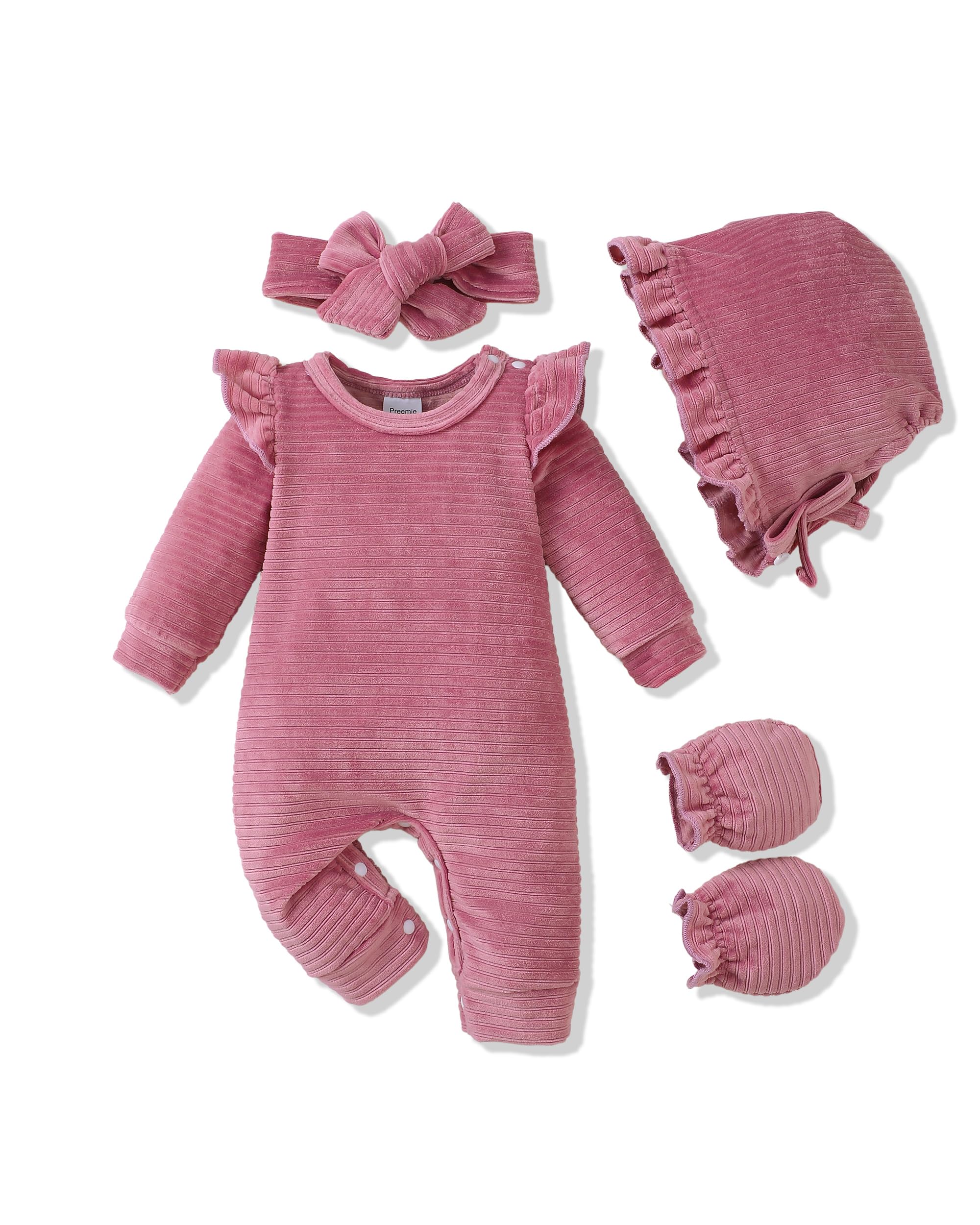 Renotemy Newborn Baby Girl Clothes - Soft Winter Rompers & Bodysuits for Infants 0-12 Months | Warm Fleece Jumpsuits for Fall & Winter Outfits | Perfect for Holiday Photos, Family Gatherings & Daily Wear