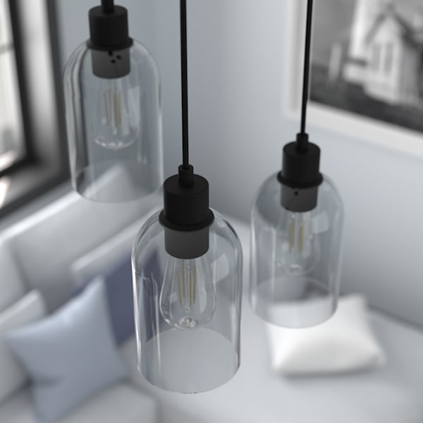 Hunter Lochemeade 1-Light Mini Pendant Light Fixture - Natural Iron Finish - Industrial Farmhouse Ceiling Lighting for Kitchen, Dining Room, Bar & Entryway