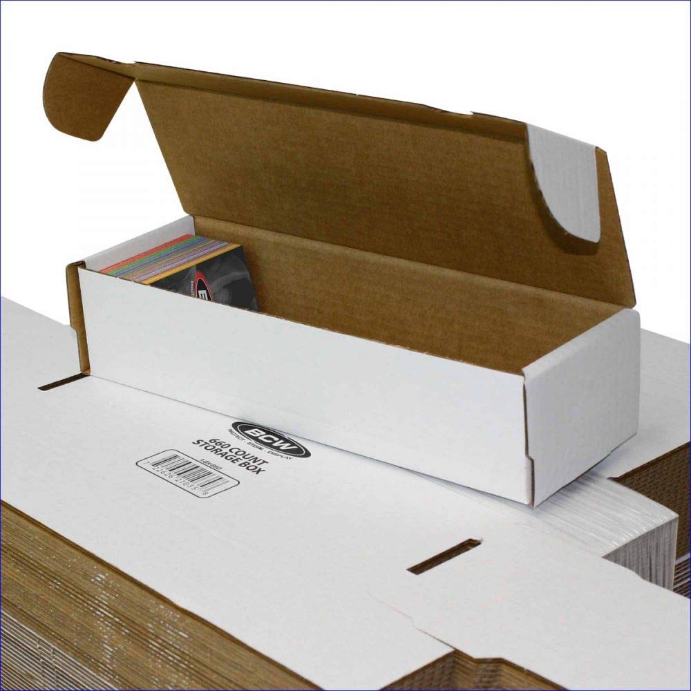 BCW 660 Count Trading Card Storage Box - Holds 50 Cards | Durable Cardboard Organizer for Baseball, Basketball, Football, MTG, Pokemon & Collectible Cards | Card Game Storage & Protection Solution | Perfect for Collectors, Tournaments & Home Organization | Assembly Required