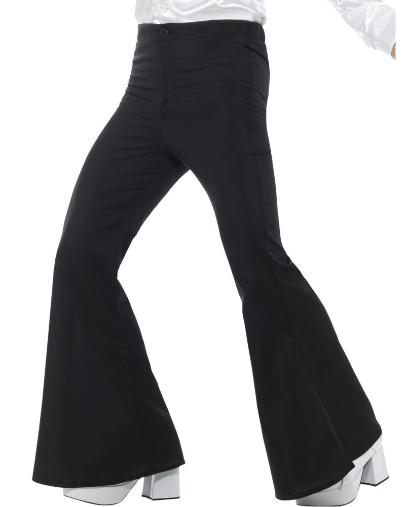 Vintage 70s Black Flared Pants for Men - Retro High Waist Bell Bottom Trousers - Perfect for 70s Theme Parties, Halloween Costumes & Hippie Fashion