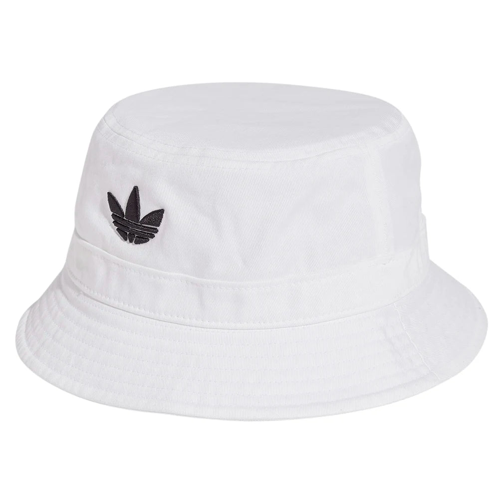 Adidas Adicolor Trefoil Bucket Hat - White Adjustable Cotton Sun Hat for Men & Women | Perfect for Beach, Hiking, and Outdoor Activities