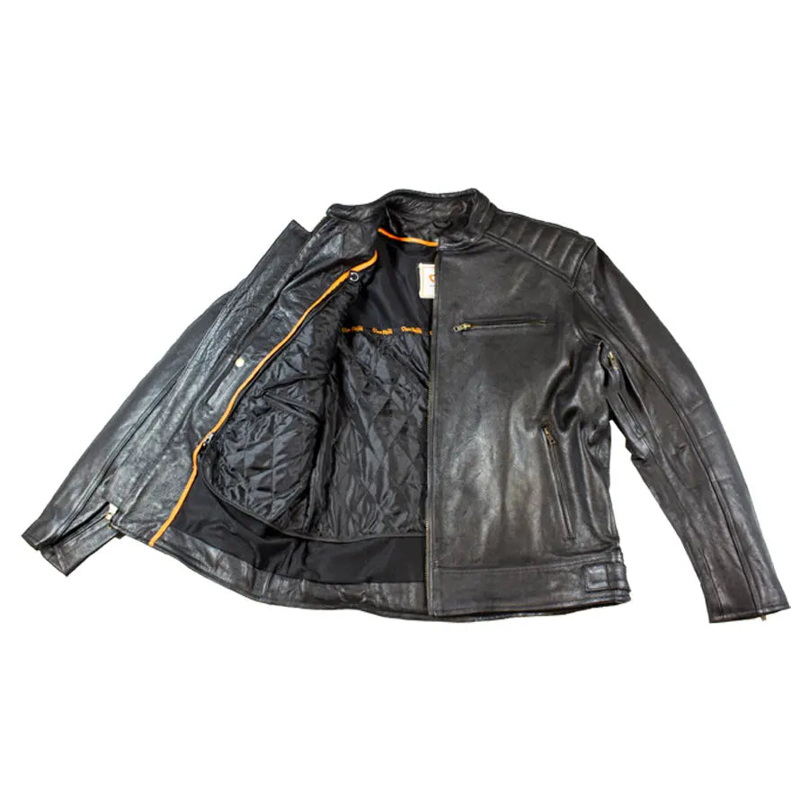 Open Road Men's Ribbed Padding Leather Motorcycle Jacket - Stylish Protective Biker Jacket for Riding & Outdoor Adventures