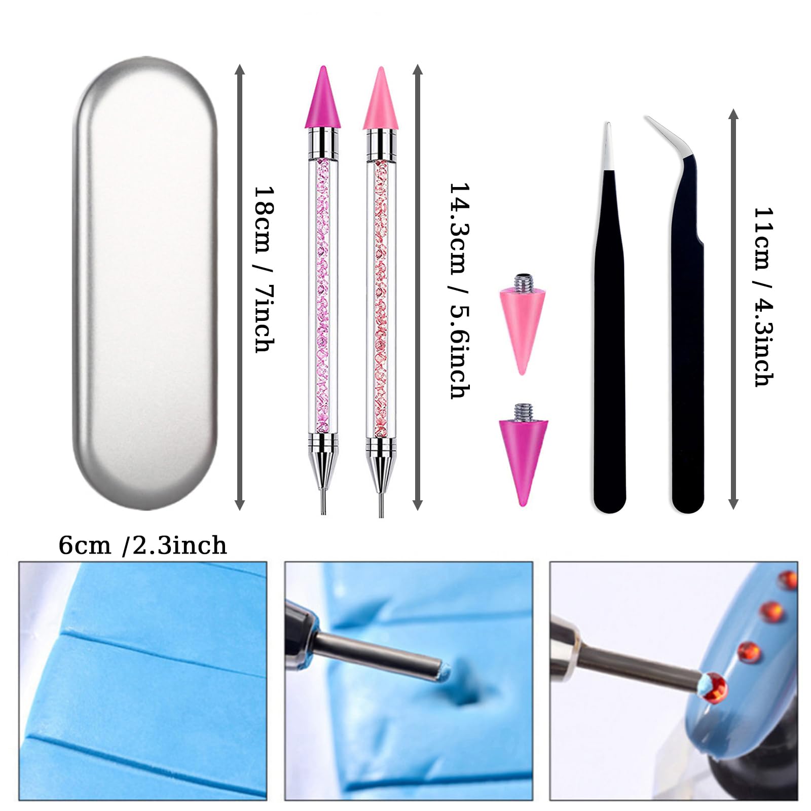 **2-Piece Rhinestone Picker Tool with Wax Tip – Jewel & Rhinestone Applicator, Wax Pencil for DIY Crafts, Nail Art, Costume Design (Black & White)**    *(Use for applying rhinestones to clothing, accessories, nails, or DIY projects with precision and ease!)*