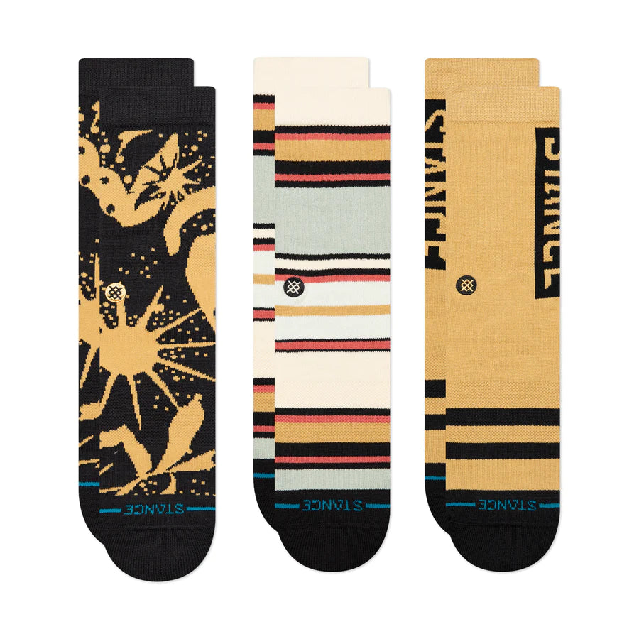 Stance Dunes 3-Pack Crew Socks for Men - Black & Brown Athletic Performance Socks - Running, Hiking & Everyday Wear