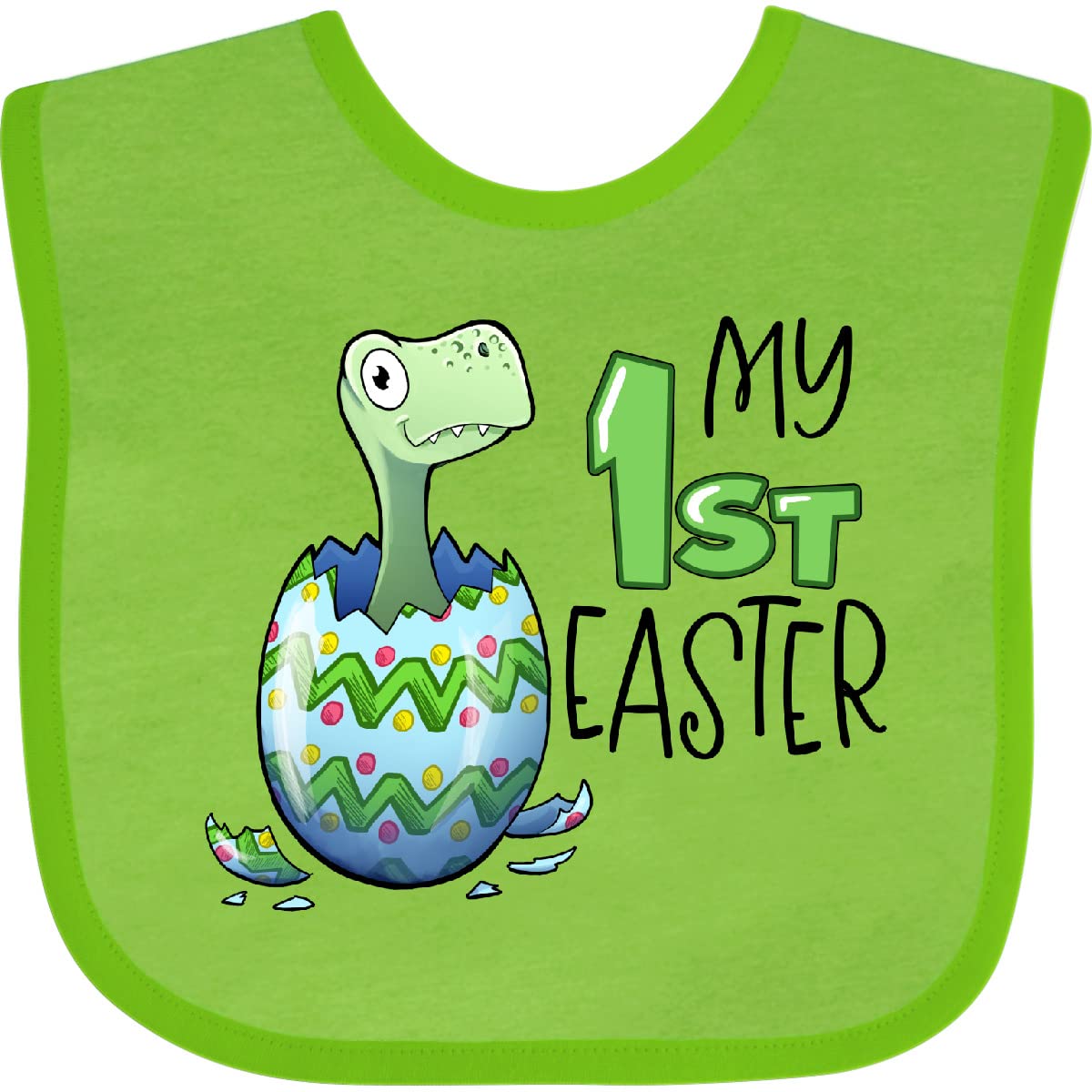 Inktastic My 1st Easter Dinosaur Hatching Easter Egg Baby Bib - Adorable Dinosaur-Themed Bib for Infants & Toddlers - Perfect for Easter Celebrations, Baby Showers & First Birthday Parties