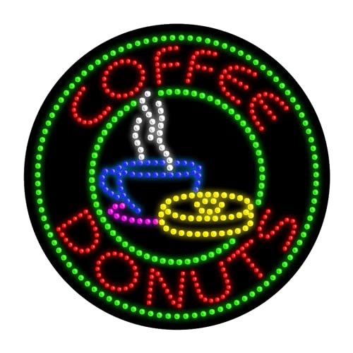 LED Coffee Donuts Sign #21138 - Retro Cafe Neon Light for Coffee Shops, Bakeries & Home Decor