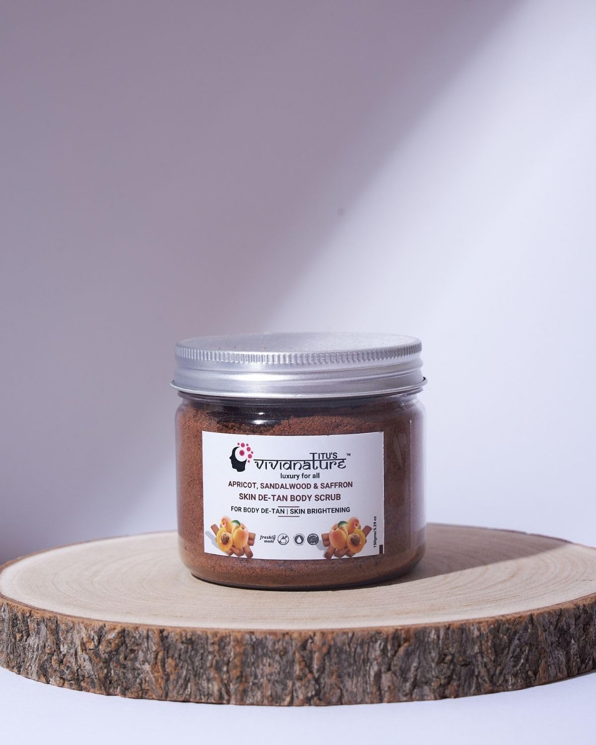 Vivid Nature's Apricot & Sandalwood Body Scrub - Exfoliating & Moisturizing for Soft Skin - Perfect for Spa Day & At-Home Skincare Routine
