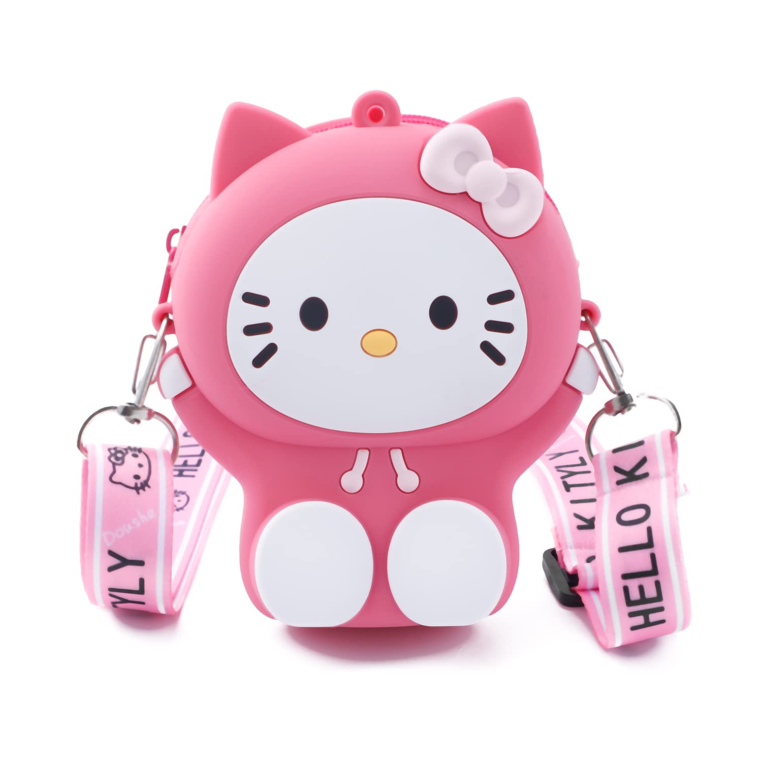 Cute Cartoon Kitty Wallet with Lanyard - Kawaii Zipper Coin Purse for Girls & Teens - Anime Cat Wallet for School, Travel & Everyday Use