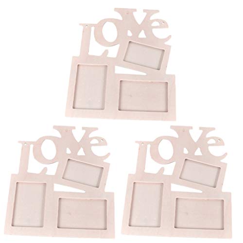 Vosarea 3PCS Wooden Photo Frame Set - Love Letter Tabletop Display, Vertical Standing Picture Frames for Home Decor, Wall Art, Wedding, Anniversary & Gift Giving