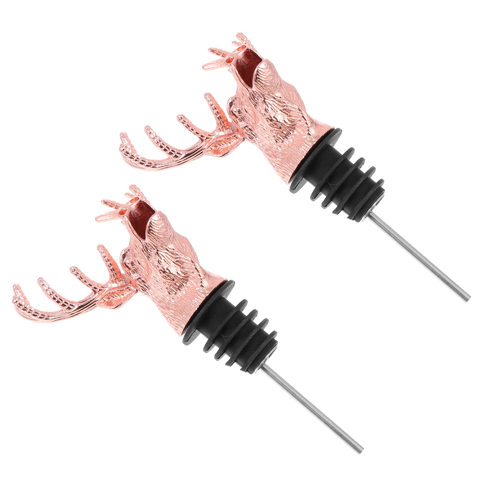 2pcs Deer Head Wine Pourer & Stopper - 3D Inflatable Zinc Alloy Spout Plug for Wine Bottles & Tea Bottles | Perfect for Home Bars, Dinner Parties & Gift Giving
