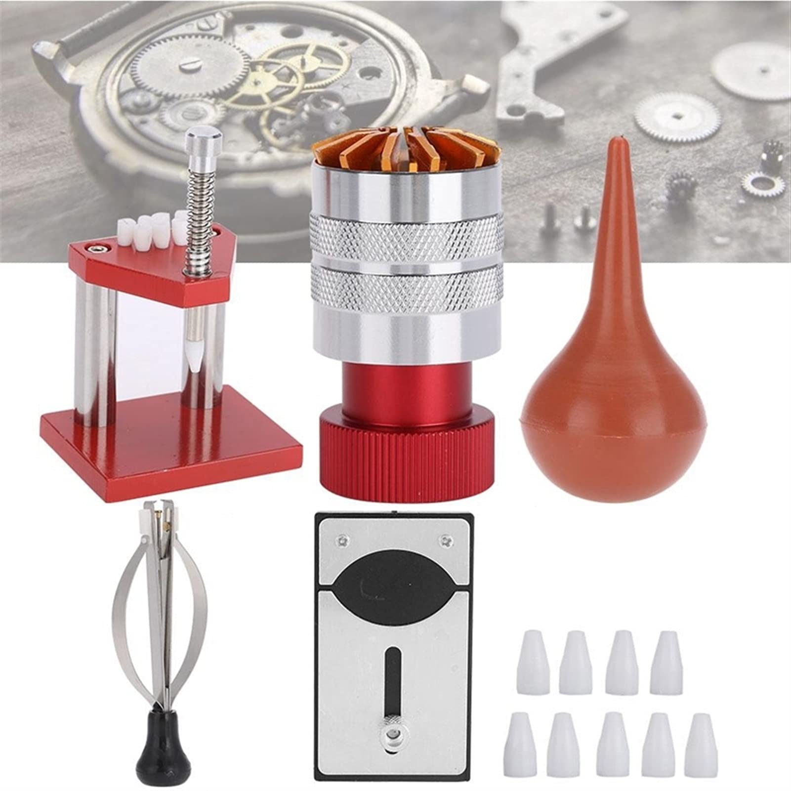 5Pcs Professional Watch Repair Kit with Rubber Dust Blower, Case Opener & Hand Setting Tools - Lightweight Durable Watchmaker Tool Set for Home & Jewelry Store Maintenance