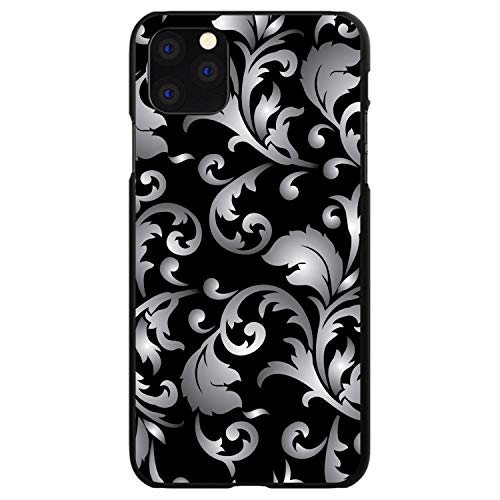 Silver Grey Black White Floral On Black Case