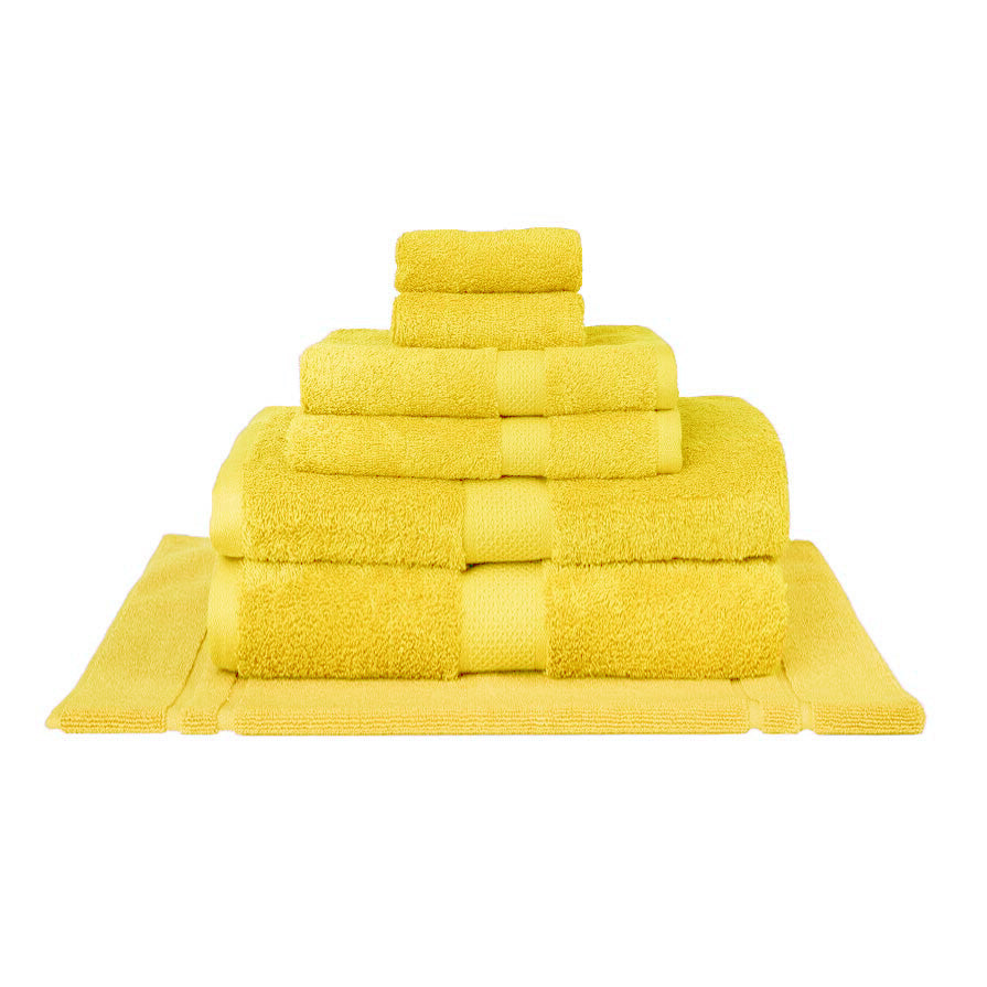 Premium 100% Combed Cotton Bath Towel Set - 7 Piece Luxury Yellow Bath Sheets for Spa, Gym & Beach | Soft & Absorbent Bathroom Towels for Home & Hotel Use