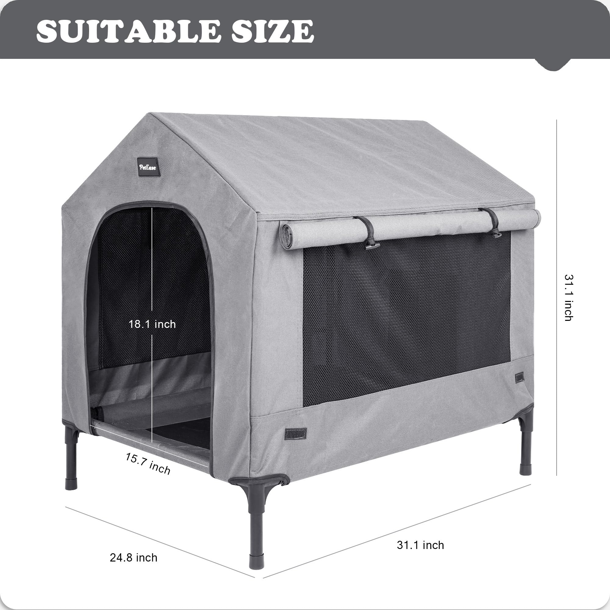 2-in-1 Elevated Dog Bed with Removable Cover - Indoor/Outdoor Pet Shelter for Small Dogs & Cats - Perfect for Patio & Travel
