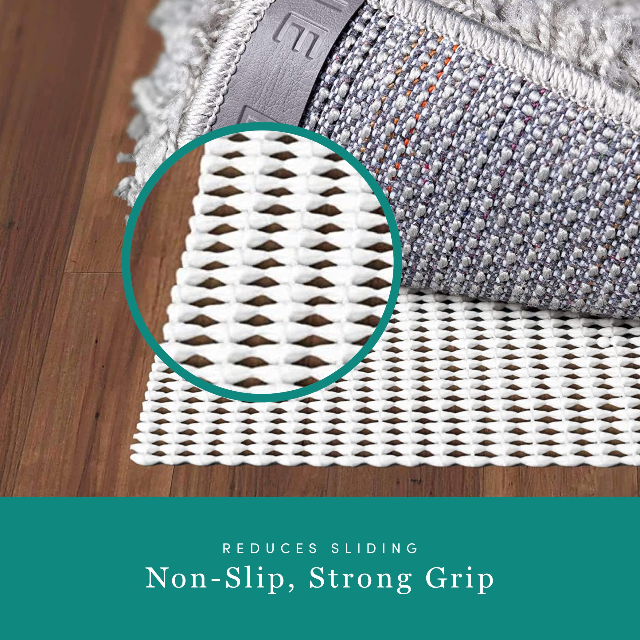 Non-Slip Rug Pad for Hardwood Floors & All Surfaces - 8' x 10' Oval Indoor Carpet Grip - Perfect for Living Room, Bedroom & High Traffic Areas