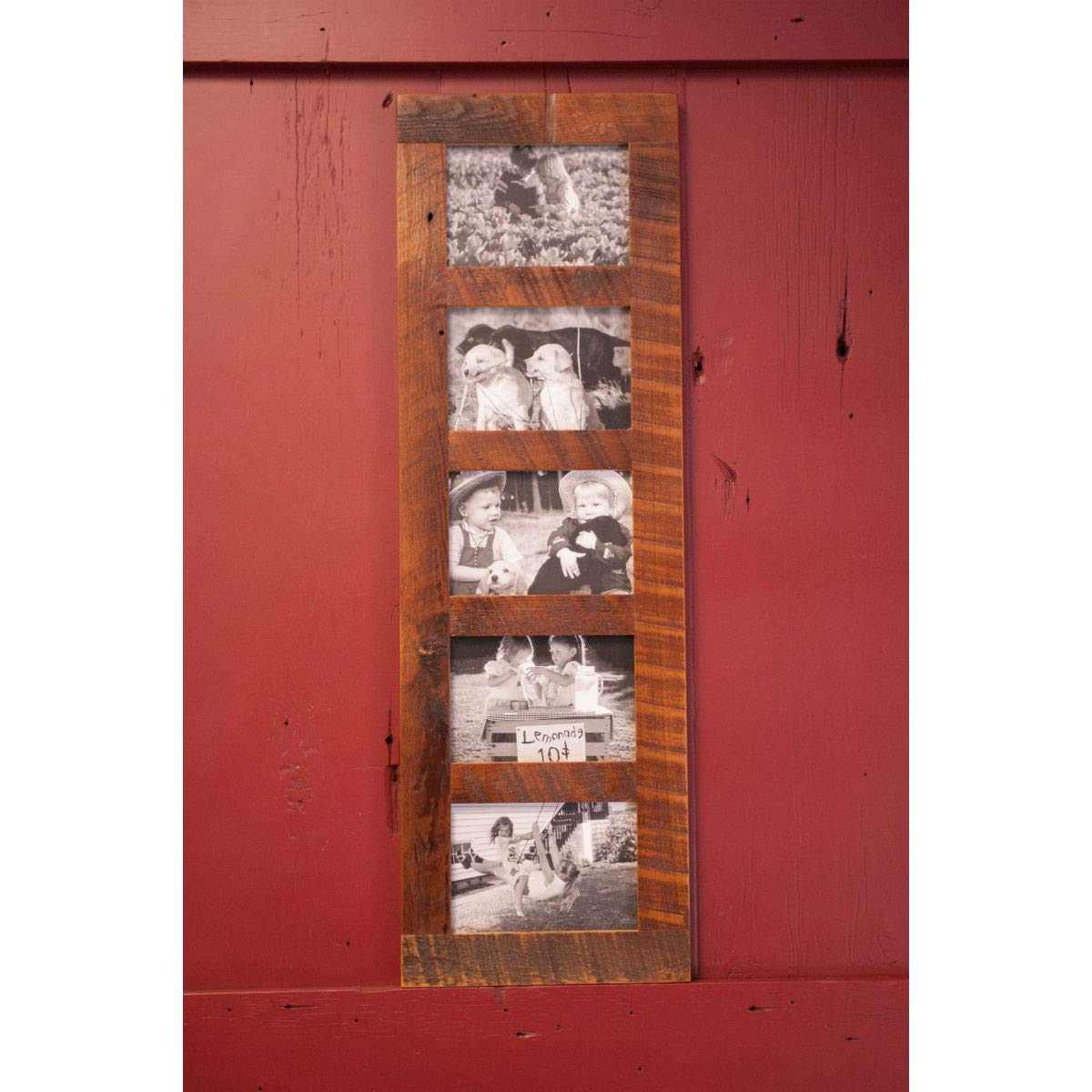 Rustic Reclaimed Barnwood Multi-Opening Photo Frame - 5x7 Floating Wall Collage Frame for Family Pictures - Perfect for Living Room, Bedroom & Farmhouse Decor