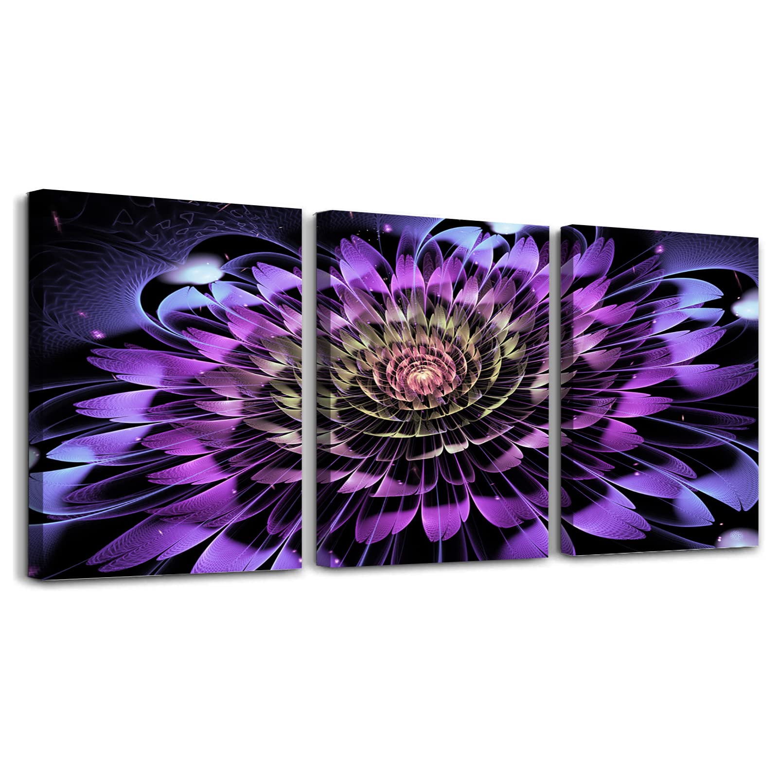 Abstract Flower Canvas Wall Art - Farmhouse Decor for Living Room & Kitchen - 3 Panels Ready to Hang