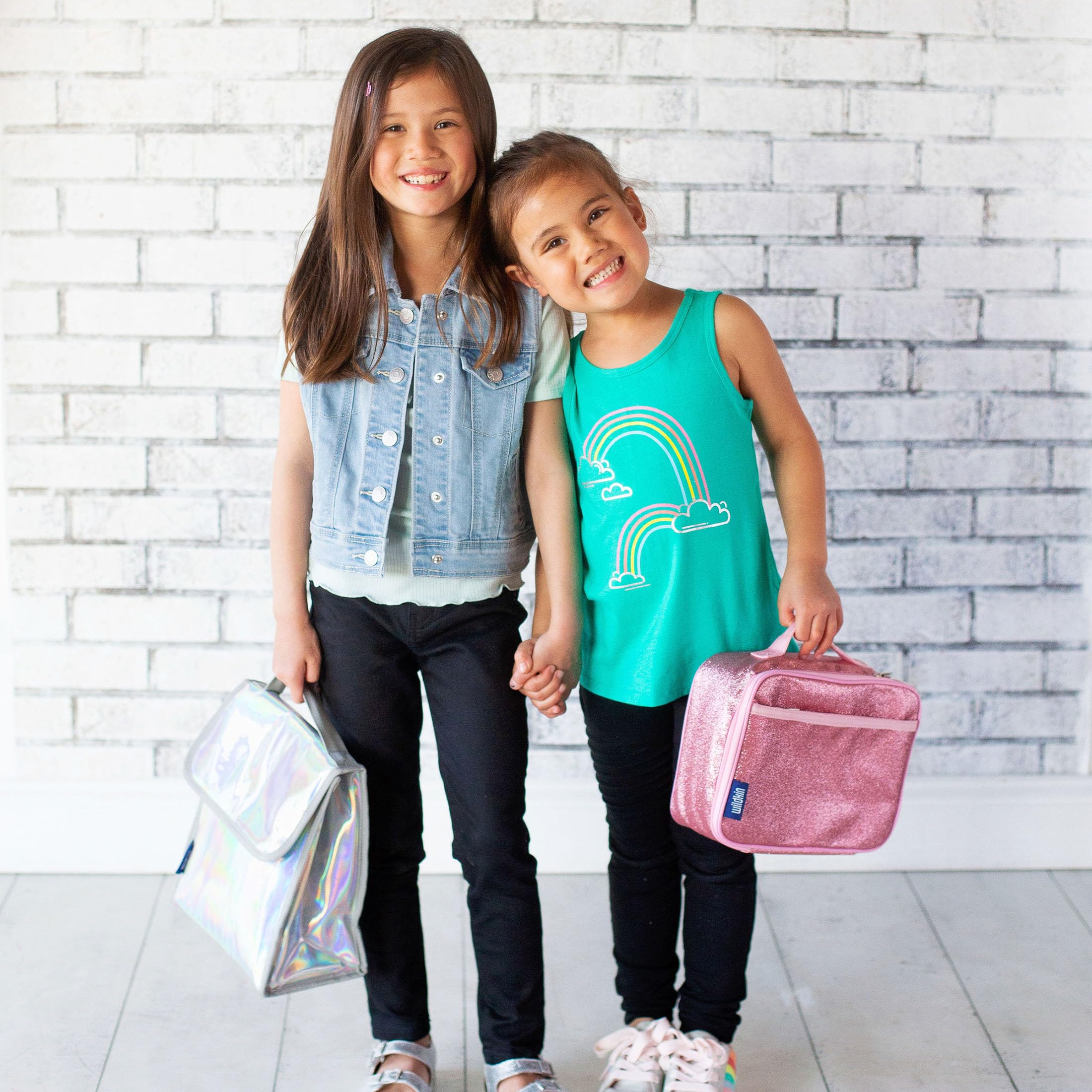 Wildkin 15 Inch Kids Backpack with Matching Lunch Box - Pink Glitter School Backpack Set for Girls | Perfect for School, Travel & Daycare Use