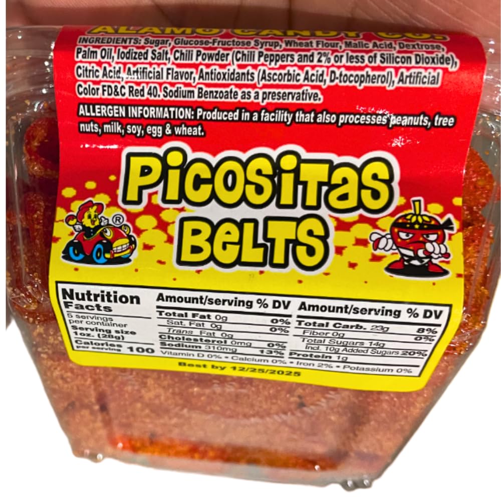 Alamo Candy Picositas Belt - 1 Count | Spicy Tamarind Sugar Candy | Authentic Mexican Treat for Parties, Snacking & Gifting