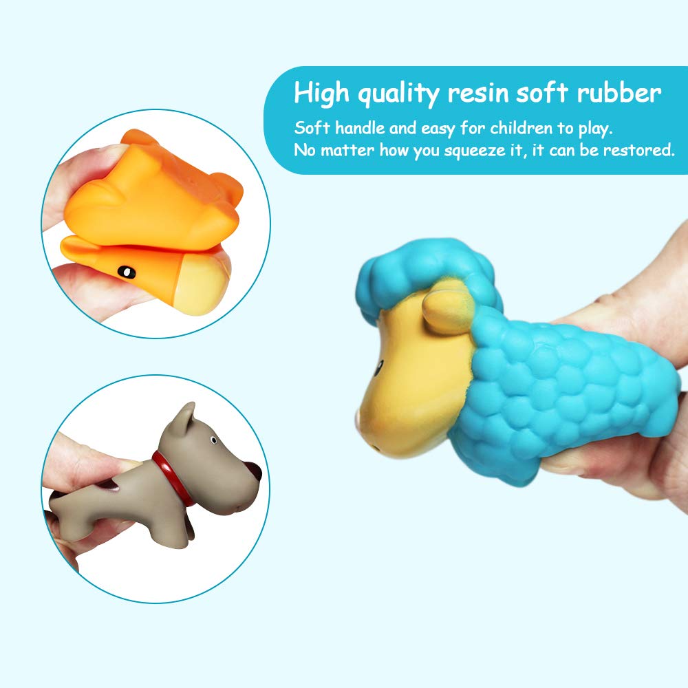 8PCS Floating Bath Farm Toys for Babies - Soft Rubber Duck, Dog, Sheep, Hen & Pig Bath Time Learning Toys | Fun Toddler Bathtub & Sensory Play for Kids