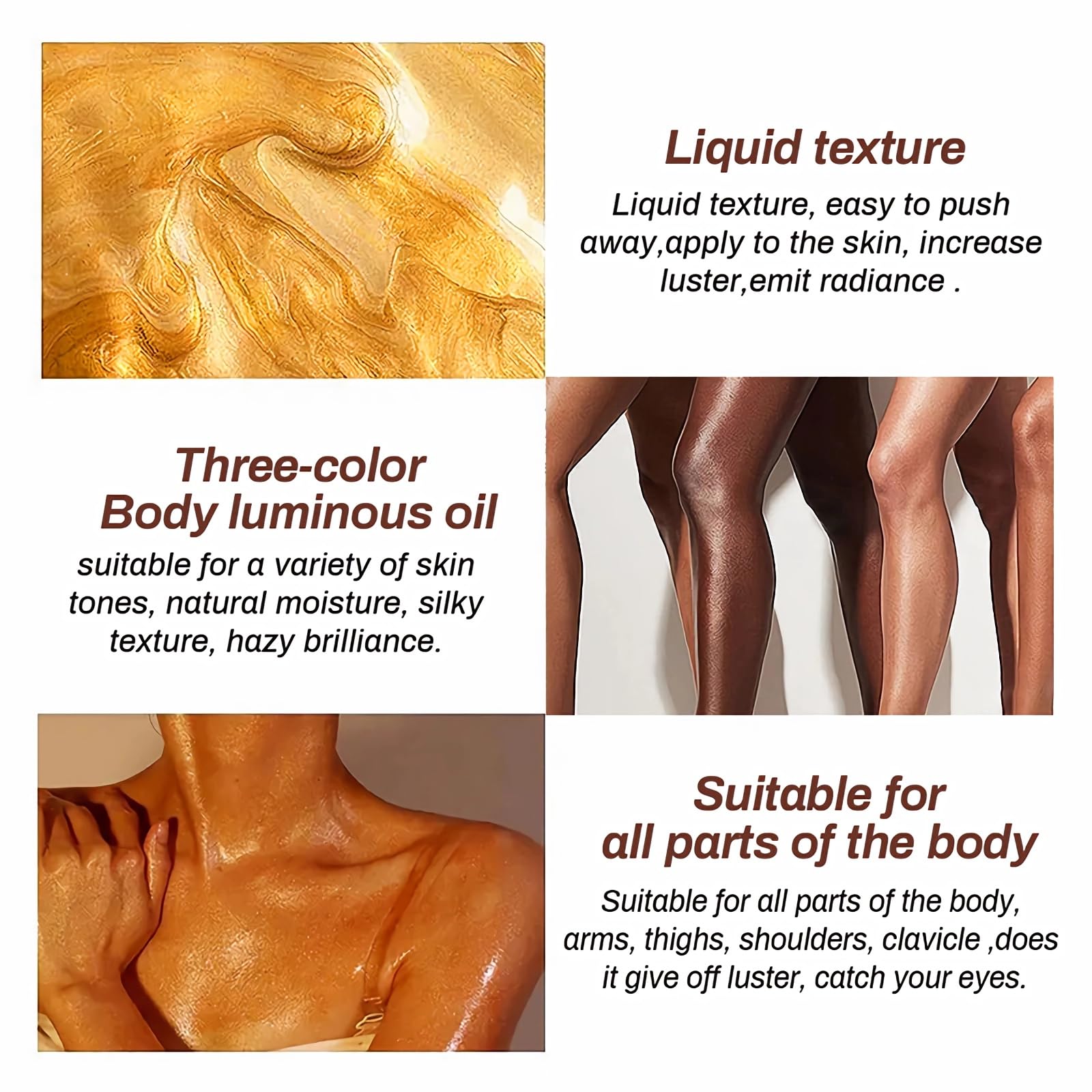 **Pearl White Hydrating Shimmer Body Oil - Long Lasting Liquid Luminizer & Non-Sticky Glow for Face & Body | Women's Shimmer Makeup & Highlighter for Parties, Festivals & Special Occasions**