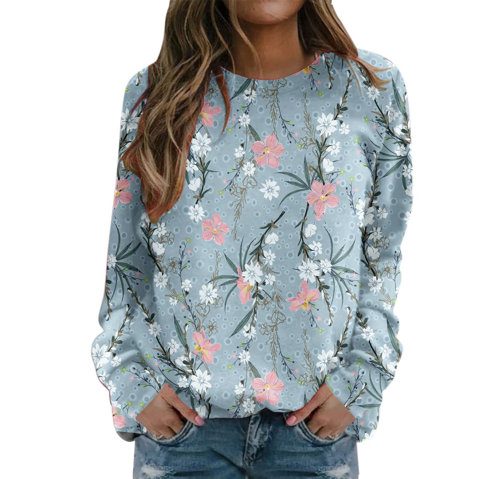 Women's Printed Long Sleeve Sweatshirt Top - Spring Casual Blouse Dress for Women | Perfect for Office Wear, Weekend Outings & Date Nights