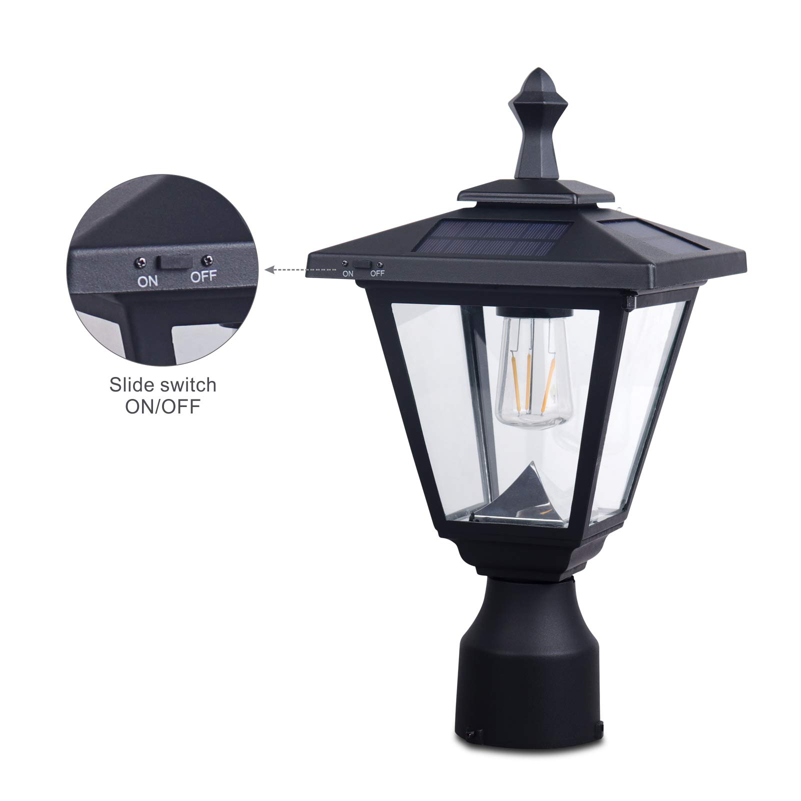 KMC LIGHTING ST4330Q-AA 100 LUMENS Solar Post Lamp - Weatherproof Cast Aluminum Outdoor Solar Light for Garden, Yard, Pathway, and Landscape Lighting | Perfect for Driveways, Patios, and Walkways