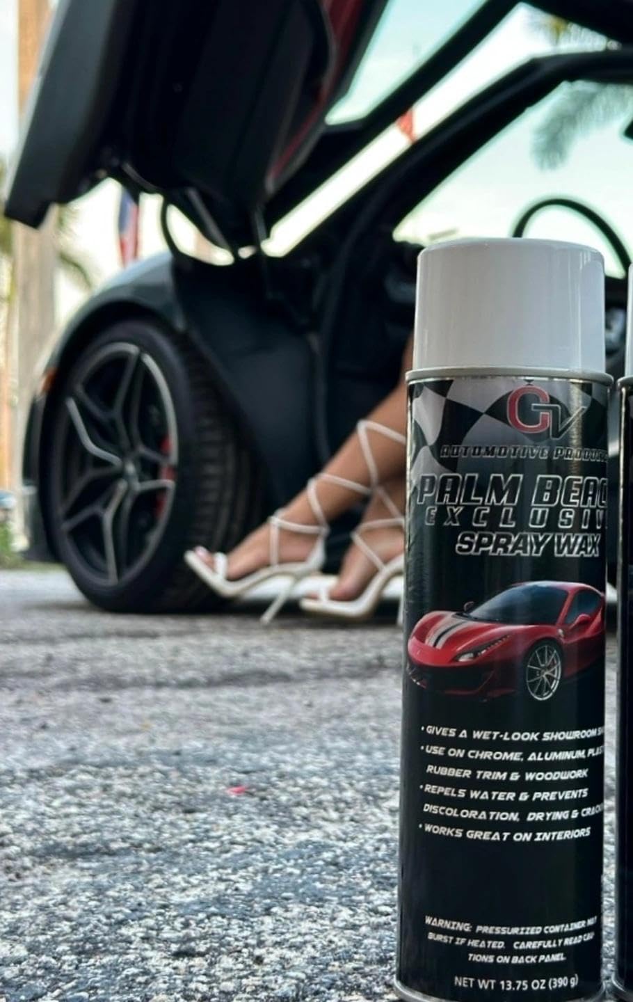 Premium Palm Beach Aerosol Spray Wax for Cars – Quick & Easy Car Wax Spray, Paint Protection for Carbon Fiber & Wood Grain Interiors – Ideal for Detailing, Shine & UV Protection