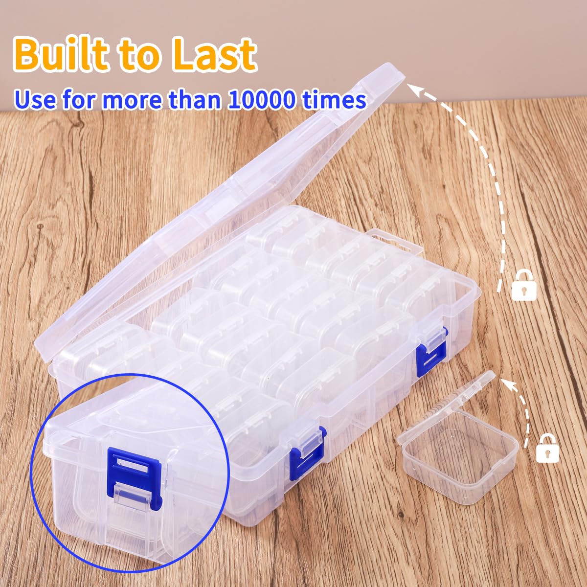 24-Piece Bead Organizer Box with Lids - Clear Plastic Small Storage Containers for Jewelry Making, DIY Crafts, Sewing Supplies & Art Projects - Portable Rectangle Craft Case for Beads, Buttons, Threads
