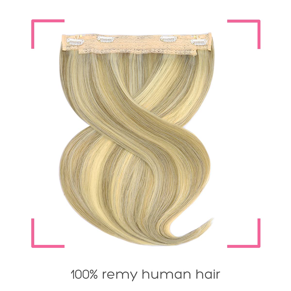 Marat 18-Inch 95g Light Blonde Highlighted Golden Blonde Remy Human Hair Extensions with Invisible Fish Wire - Real Human Hair Clip-Ins for Volume & Length - Perfect for Parties, Weddings & Daily Styling